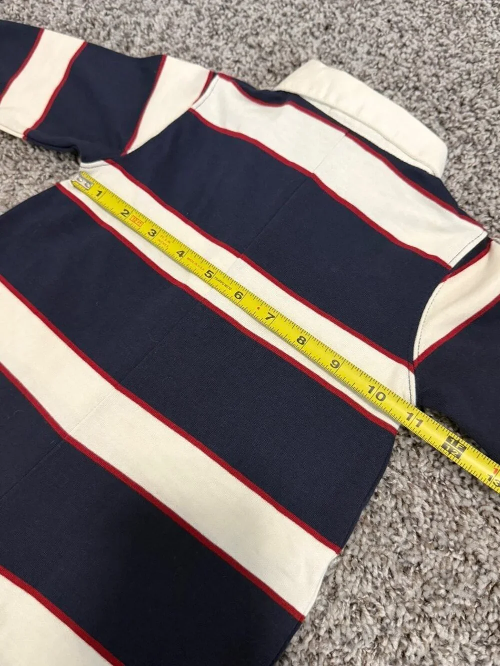 Miniwear Blue/White Striped Cotton Collared Polo One Piece Romper Boy's Size 12M